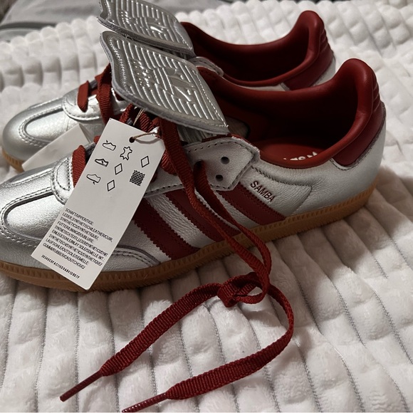 Adidas Samba LT Silver Metallic Red Gum JH5707 Women’s Sneakers Size 6 - Picture 6 of 8